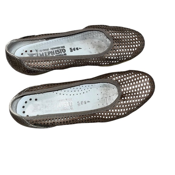Mephisto Air-Relax Perforated Leather Flats Bronze Metallic Comfort Shoes 7 - Picture 3 of 7